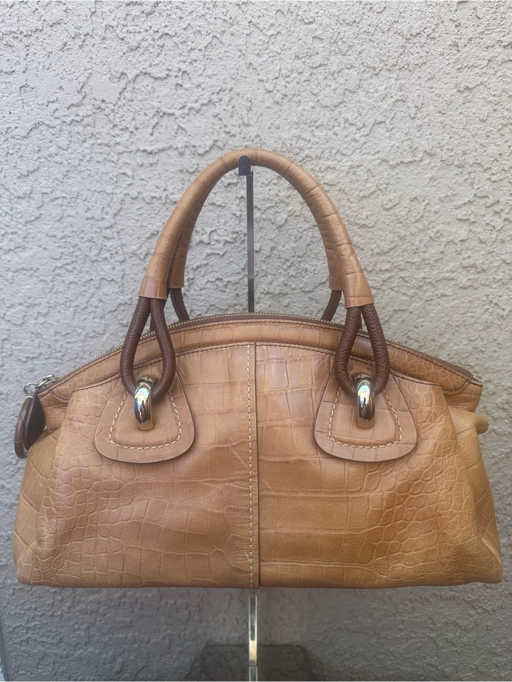 BALENCIAGA Vintage Made in Korea crocodile-embossed leather handbag